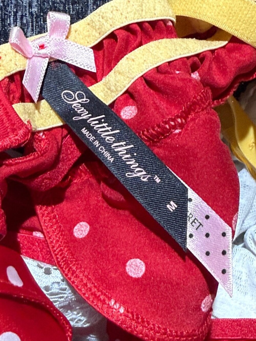 Size 34C/M Victoria's Secret Sexy Little Things red polka dot teddy lingerie Y2 - Picture 9 of 16